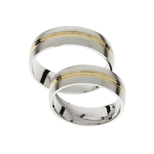 Thick yellow and white gold wedding ring