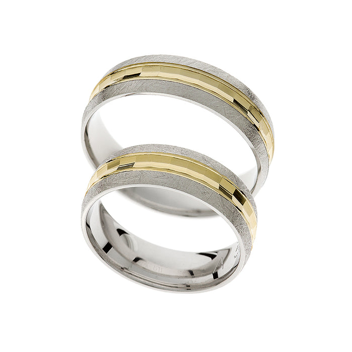 Bicolor-Trauring aus Gold in runder Form