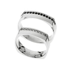 Square band white gold wedding ring