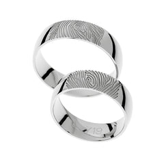 Weißgold-Trauring mit Fingerabdruckgravur