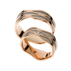 Rose gold wedding ring with rhodium inlay