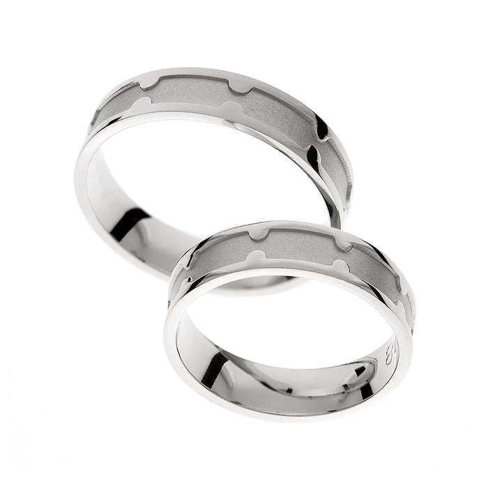 Thick matte finishDicker Weißgold-Ehering mit matter Oberfläche white gold wedding ring