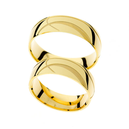 High polished yellow gold wedding rings