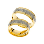 Two tone gold wedding ring with greek pattern