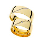 Yellow gold wedding rings with and without diamond or cubic zirconia