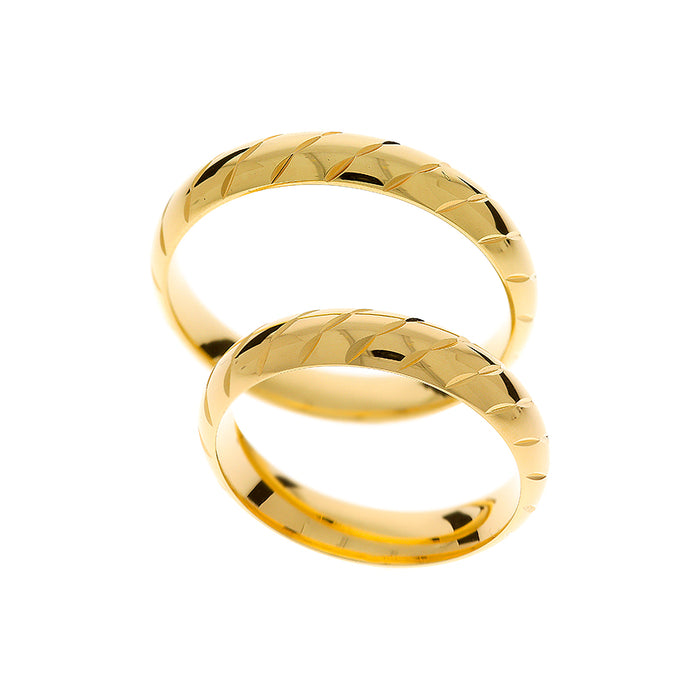 Detaillierter Gelbgold-Ehering