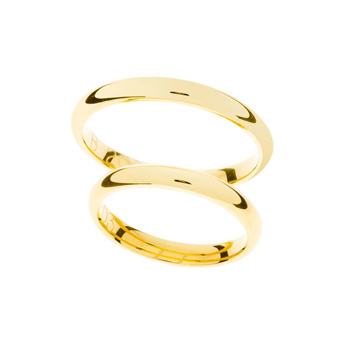 Classic 3mm wide yellow gold wedding rings