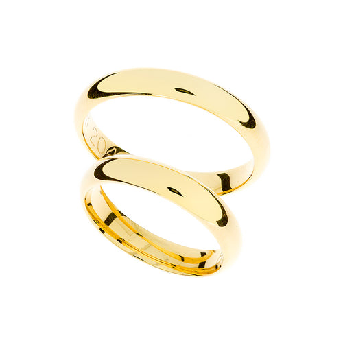 Classic 4mm wide yellow gold wedding rings