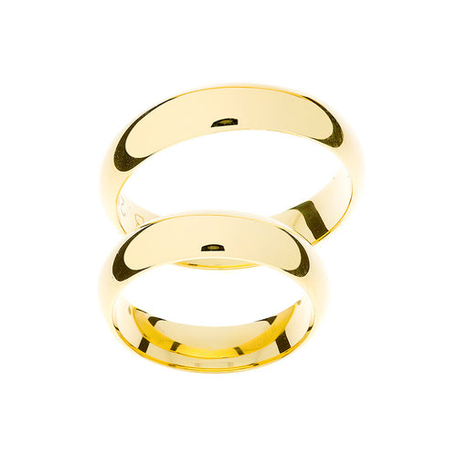 Classic 5mm wide yellow gold wedding rings