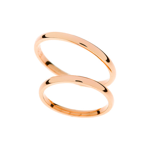 Elegant 2mm wide rose gold wedding rings