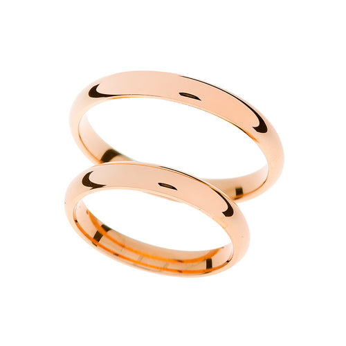 Elegant 3mm wide rose gold wedding rings