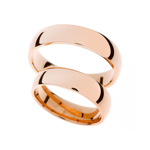 Elegant 5mm wide rose gold wedding rings