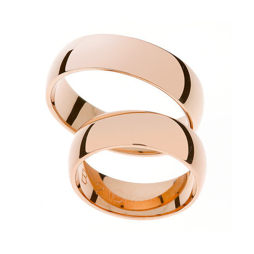 Elegant 6mm wide rose gold wedding rings