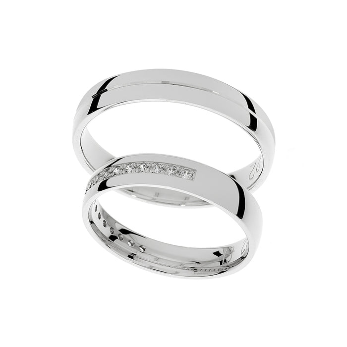 Anillo de boda ancho de oro blanco con o sin piedras