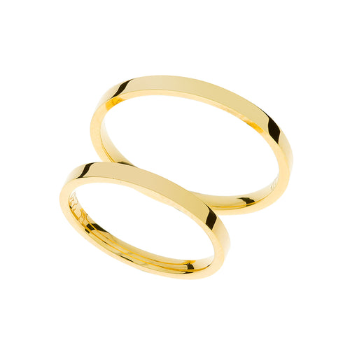 Thin 2mm yellow gold wedding ring