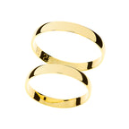 Light 3mm wedding ring in yellow gold