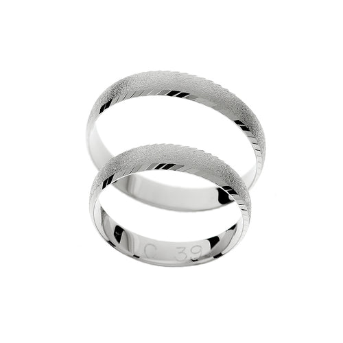 Carved white gold wedding ring