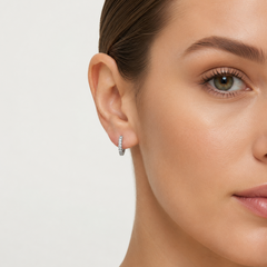 Sterling Silver Pavé Hoop Earrings