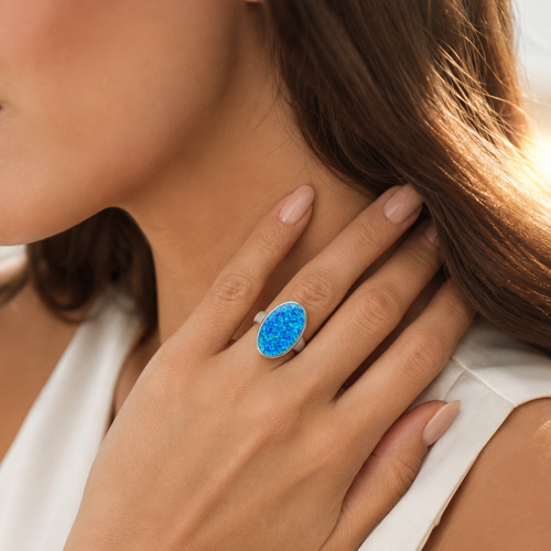 Sterling Silver Oval Opal Ring