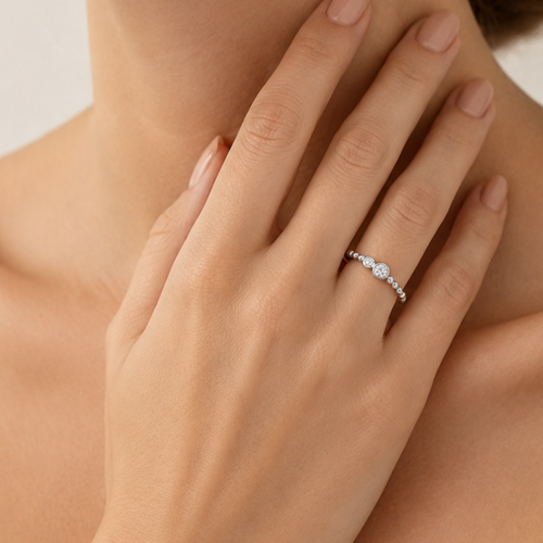 Minimalist White Gold Zircon Ring