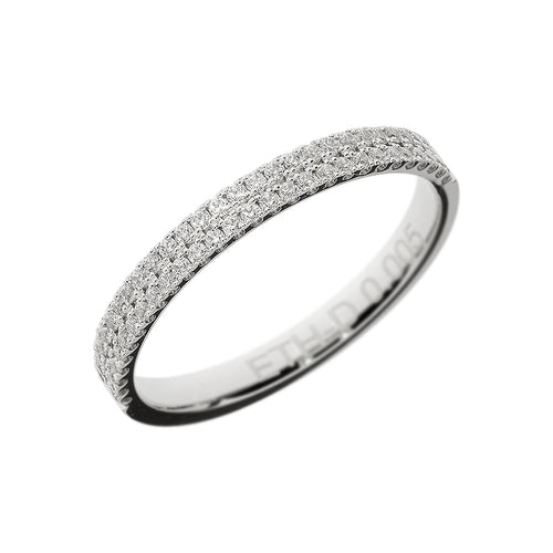 Women white gold wedding ring with two rows of stones