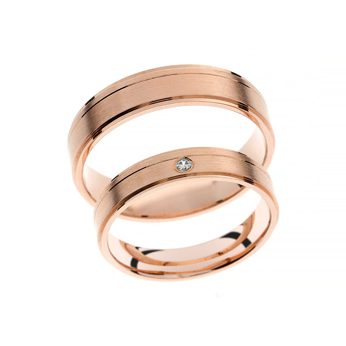Anillo de boda de oro rosa con acabado pulido