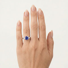Cushion cut tanzanite ring
