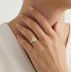 Wide six-prong gold ring