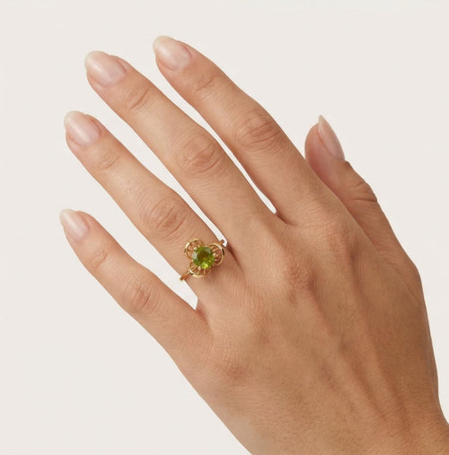 Blooming flower modavite ring