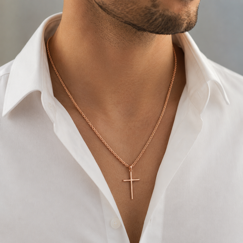 Minimalistický přívěsek s křížkem z růžového zlata