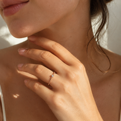 Rose Gold Beaded Zirconia Ring