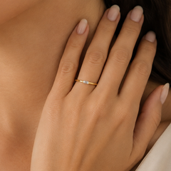 Yellow Gold Baguette Zircon Ring