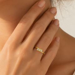 Yellow Gold Three-Stone Bypass Ring