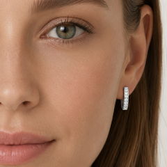 Sterling Silver Pavé Hoop Earrings