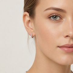 Sterling Silver Geometric Huggie Earrings