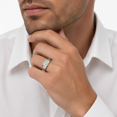 Sterling Silver Rectangular Opal Signet Ring