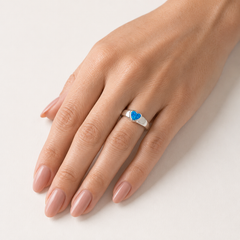 Sterling Silver Heart Blue Opal Ring