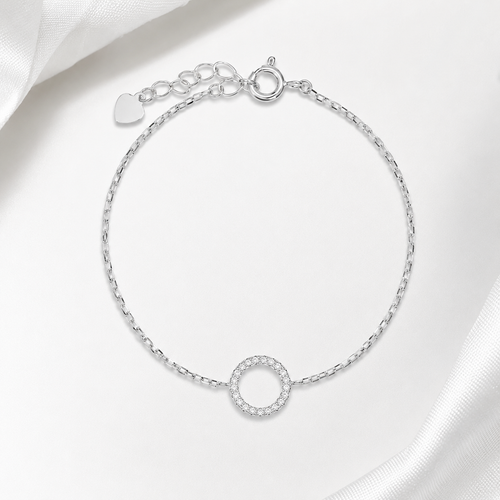 Sterling Silver Pavé Circle Bracelet
