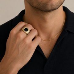 Two-Tone Gold Onyx Signet Ring