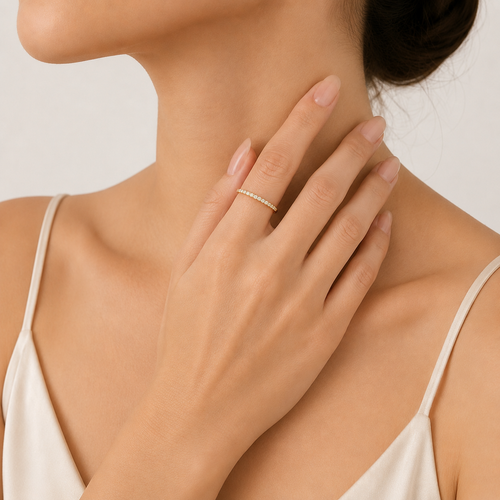 Delicate Yellow Gold Cubic Zirconia Band