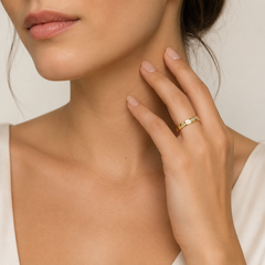 Yellow Gold Zirconia Crossover Ring
