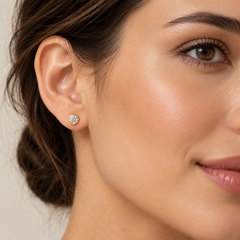 Yellow Gold Bezel Diamond Stud Earrings