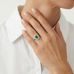 Princess Smaragd und Diamant Ring