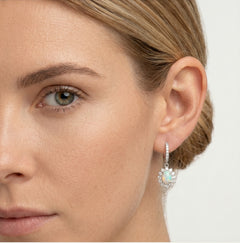 Sterling-Silber Opal-Halo Hängende Ohringe