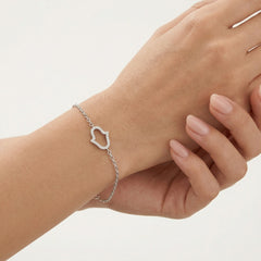 Pulsera línea Hamsa con zirconia cúbica