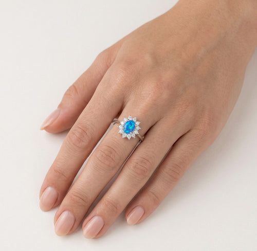 Bague en opale bleu royal