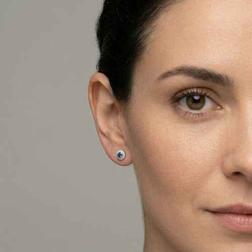 Pendientes de oro con zafiro y diamante