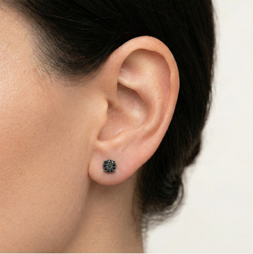 Minimalistické náušnice z růžového zlata s černými diamanty