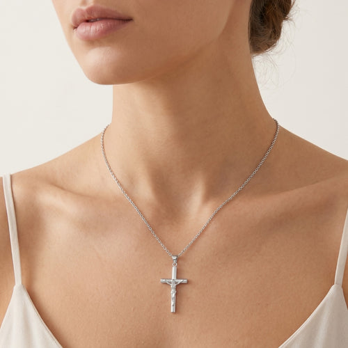 Silver large pendant cross with jesus
