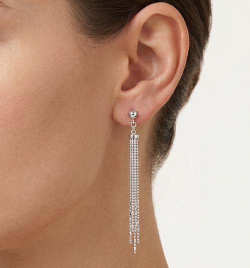 Dlouhé visací stříbrné náušnice